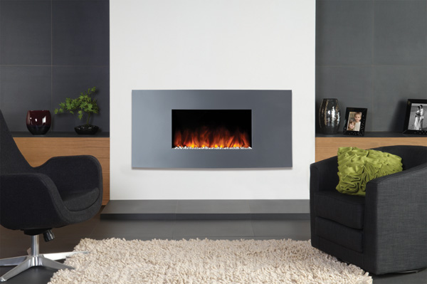 cornice Verve blu, stufa elettrica, Gazco, Oekotherm