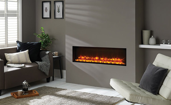 caminetto, incasso, fiamma,blu, moderno